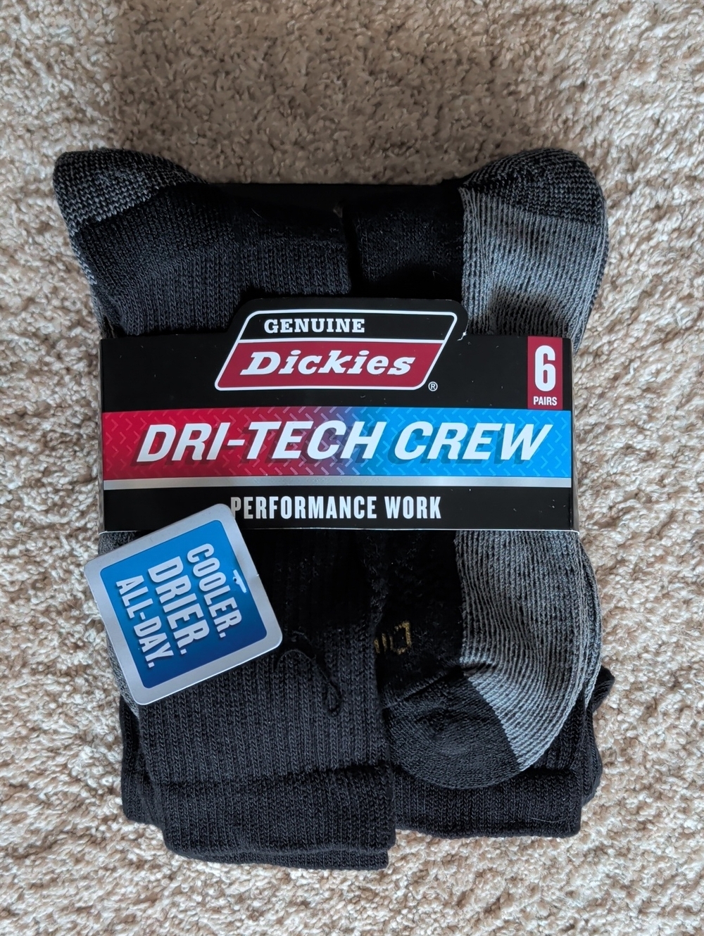 NIP Men's Dickies Dri-Tech Crew Socks *5, Not 6